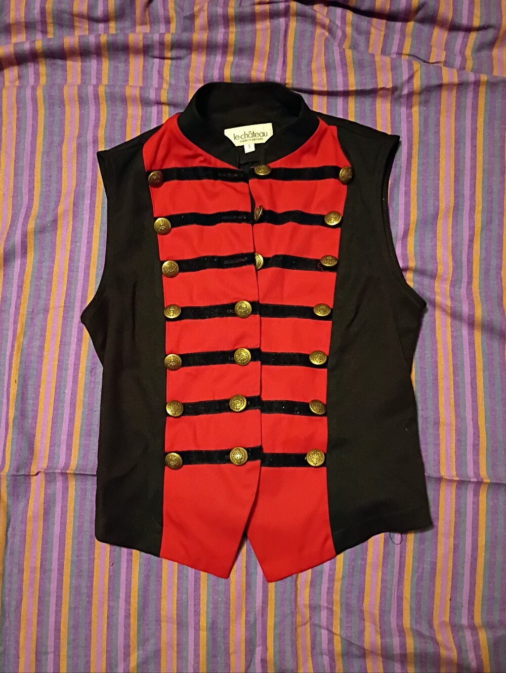le chateau Red and Black Military-Style Vest